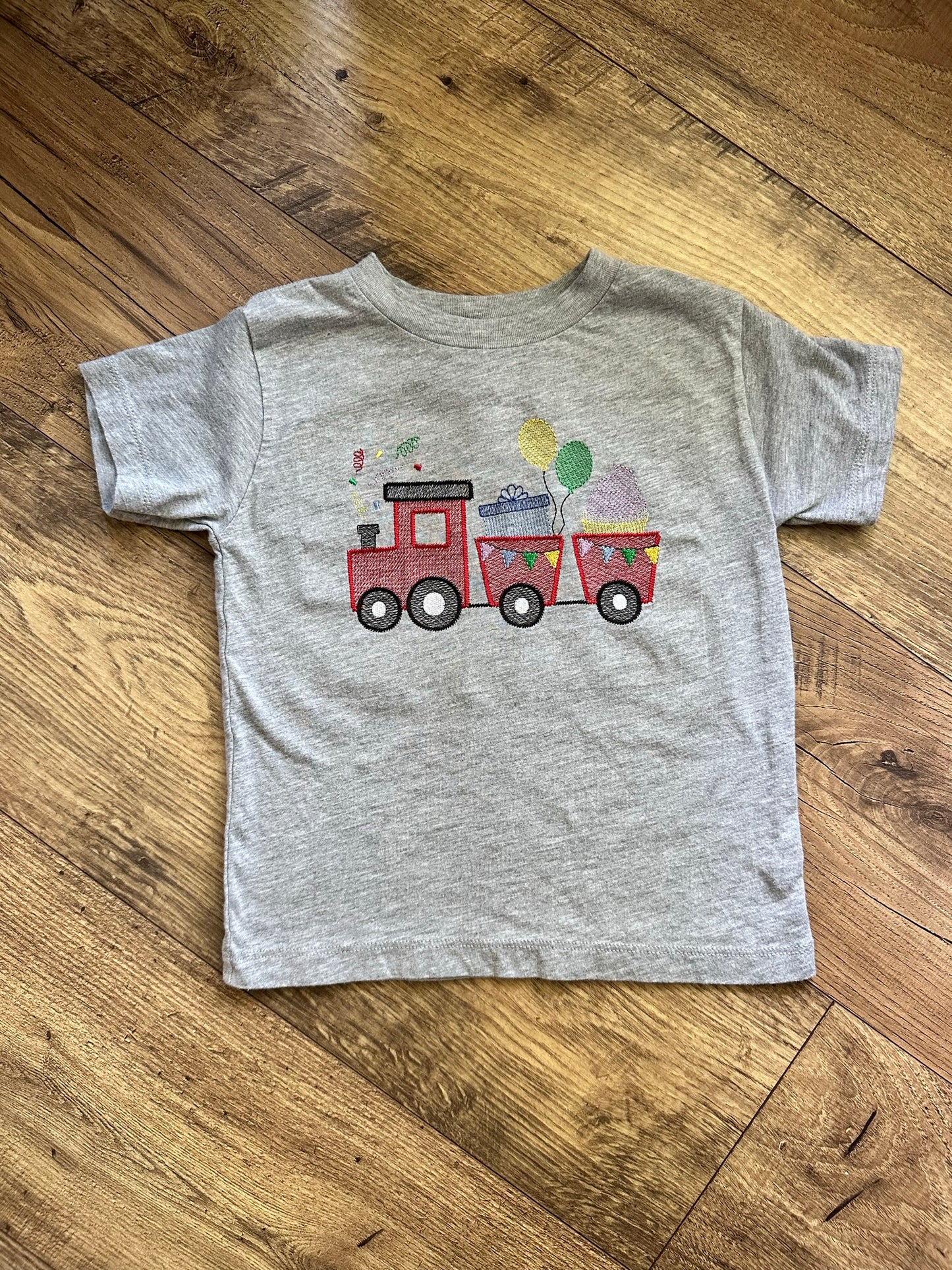 Train Birthday T-Shirt - Personalized Custom Embroidery