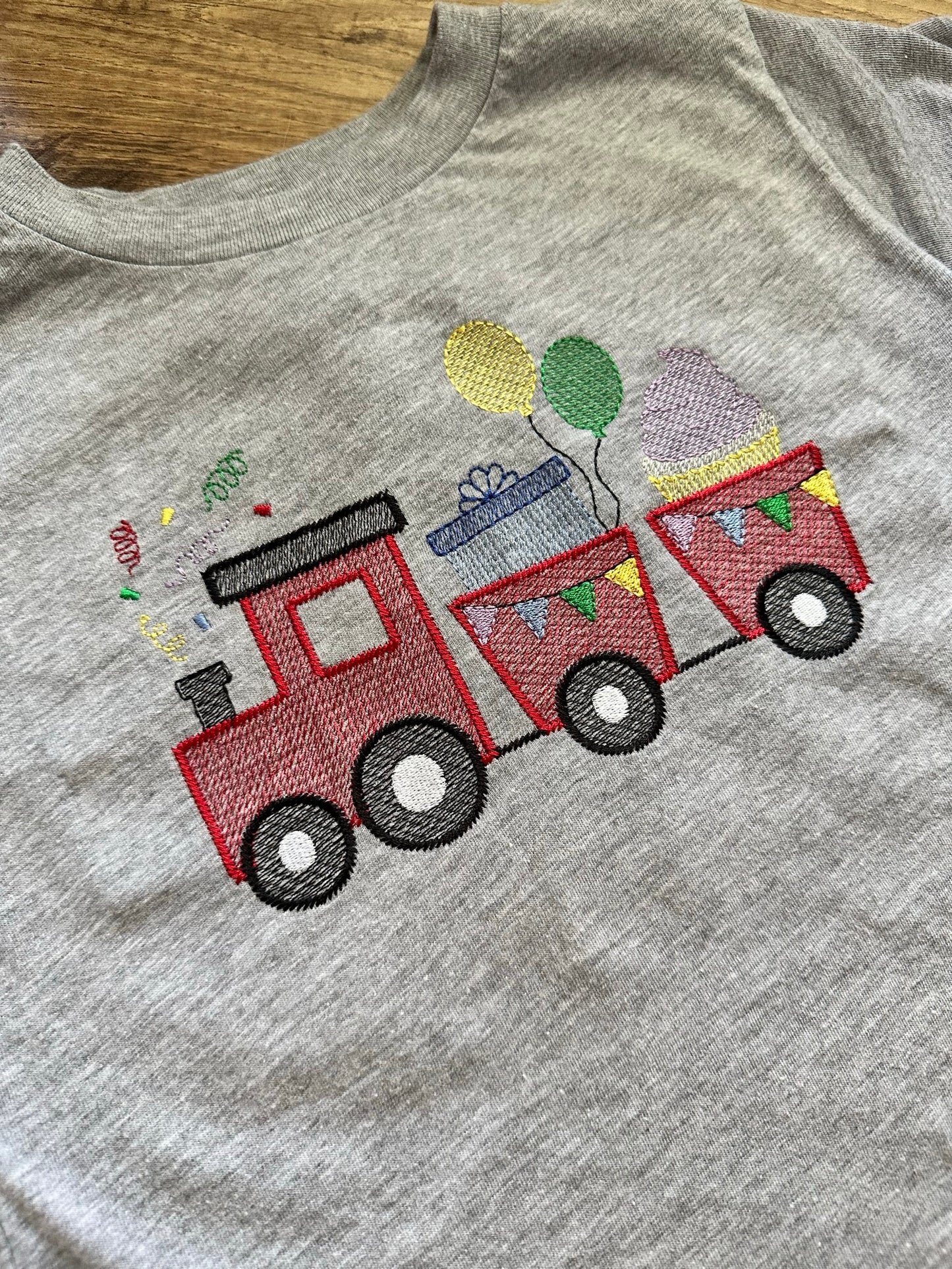 Train Birthday T-Shirt - Personalized Custom Embroidery