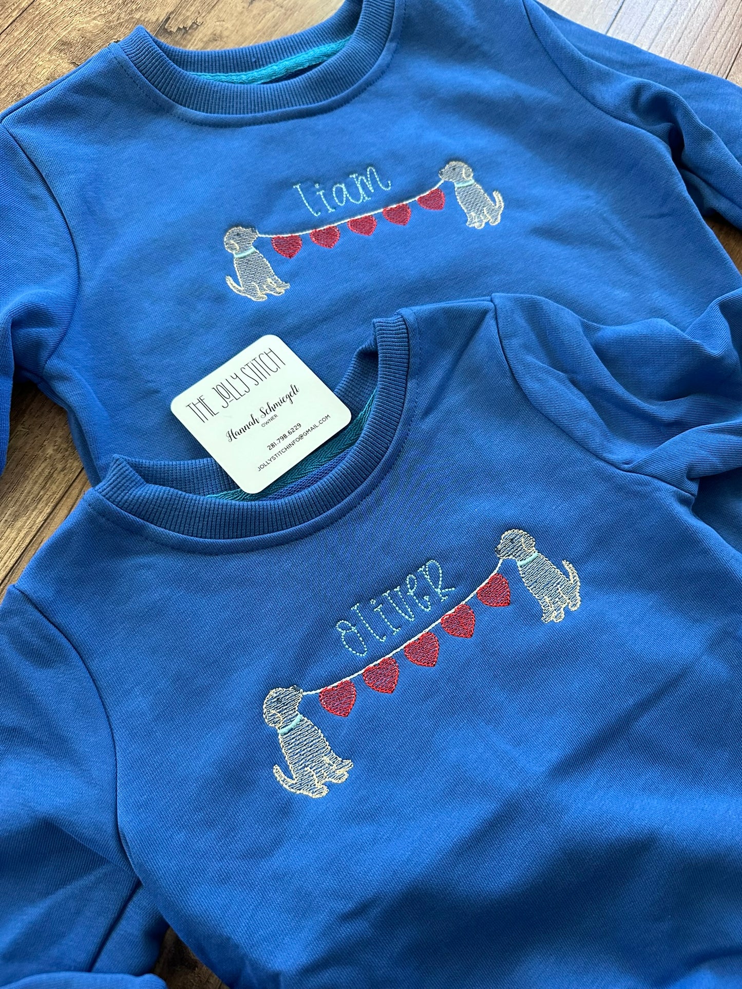 Personalized Embroidered Heart Banner Dogs Valentine Shirt