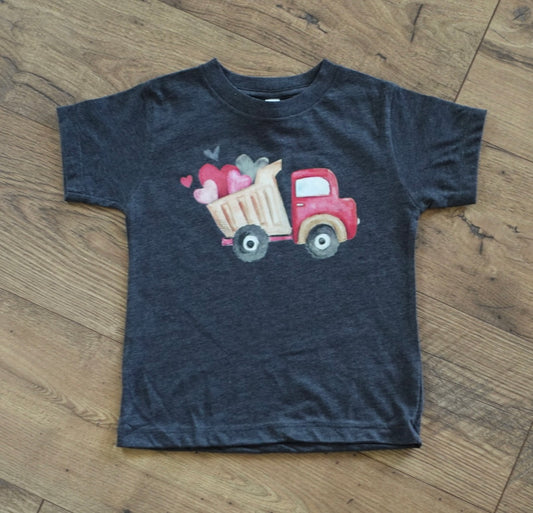 Heart Dump Truck - Valentine's Day - Screen Printed T-Shirt