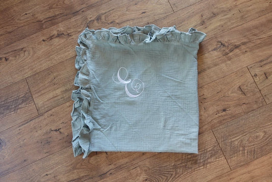 Soft Ruffle Muslin Baby Blanket - Personalized Custom Embroidery