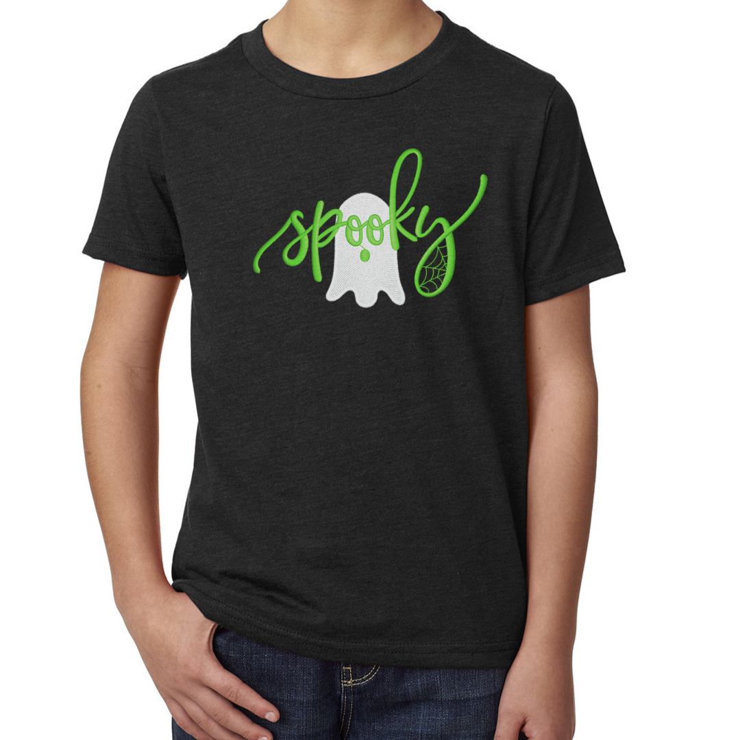 Spooky Ghost - Halloween - Embroidered T-Shirt