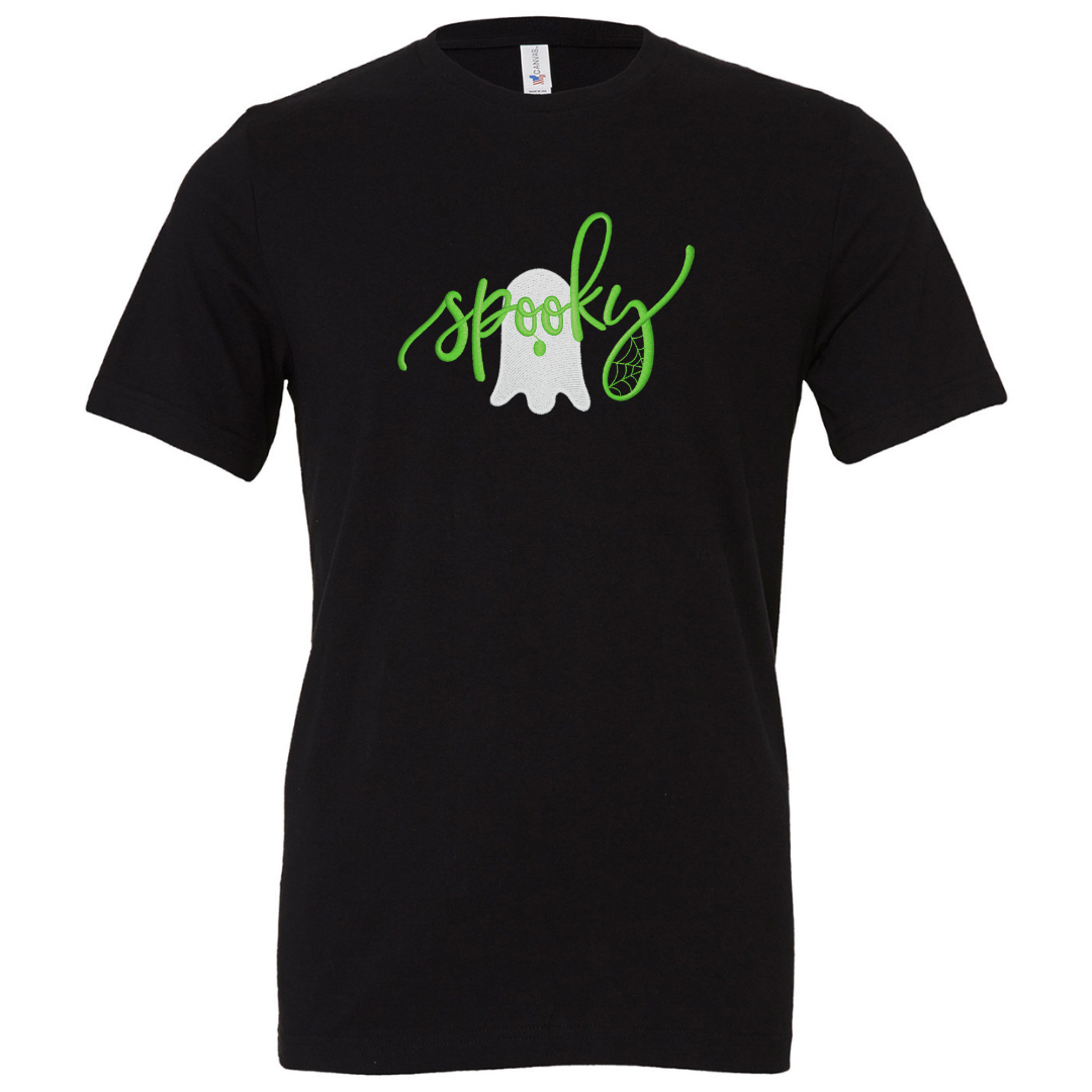 Spooky Ghost - Halloween - Embroidered T-Shirt