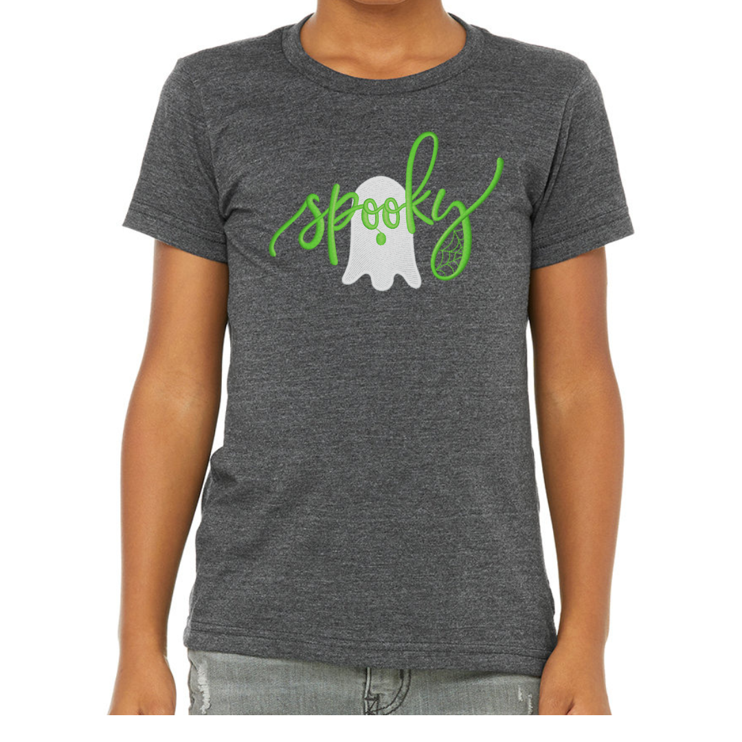 Spooky Ghost - Halloween - Embroidered T-Shirt