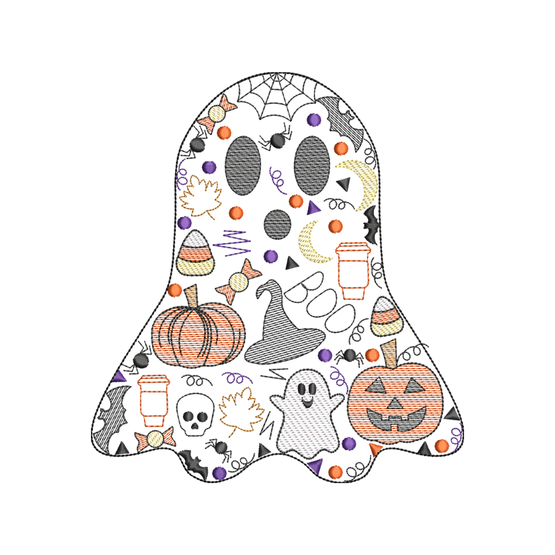 Halloween Spirit - Ghost - Embroidered T-Shirt