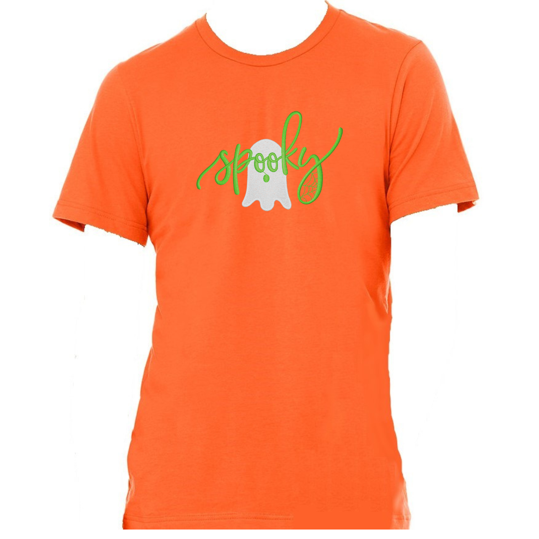 Spooky Ghost - Halloween - Embroidered T-Shirt