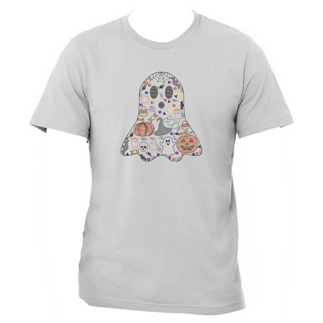 Halloween Spirit - Ghost - Embroidered T-Shirt