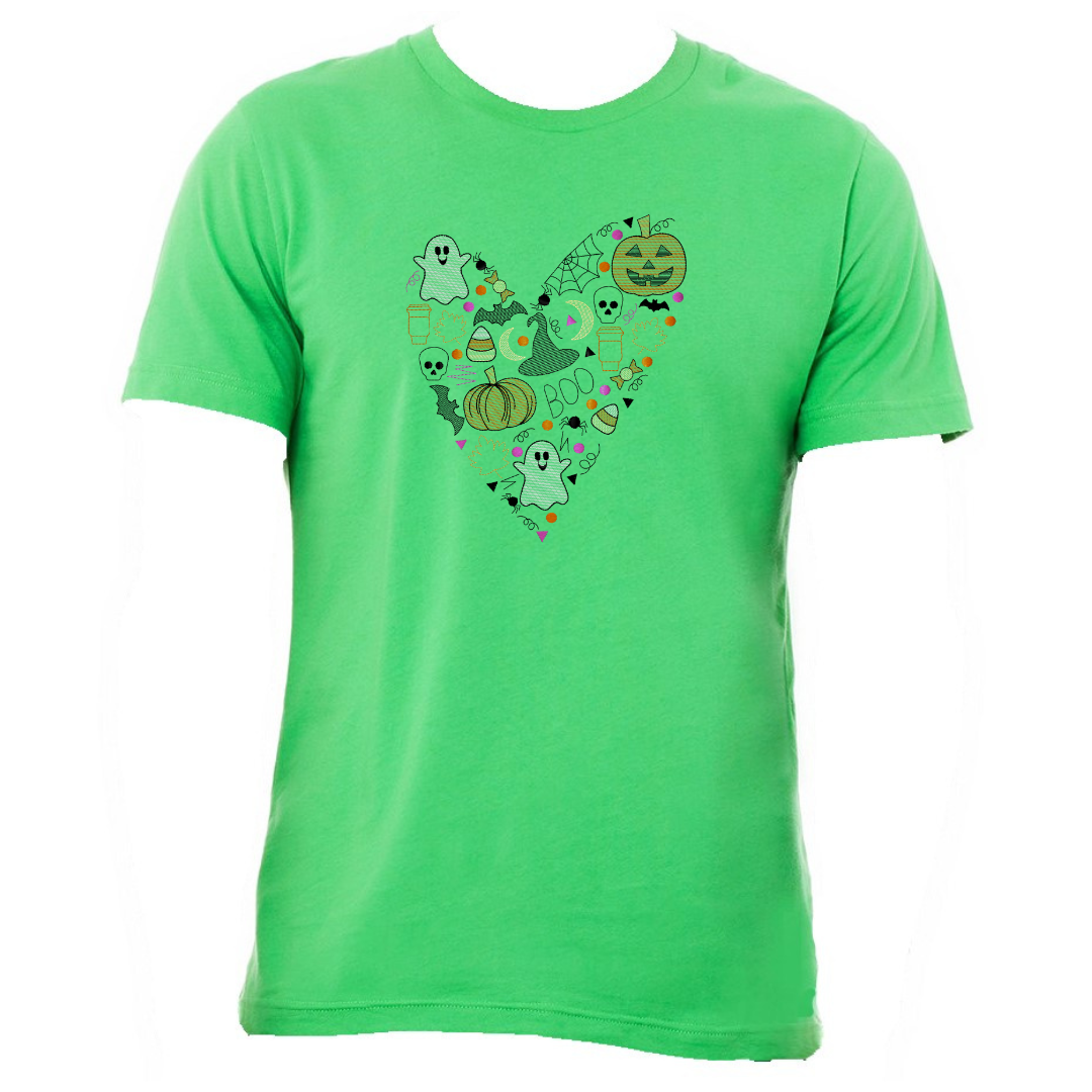 Halloween Spirit - Heart - Embroidered T-Shirt