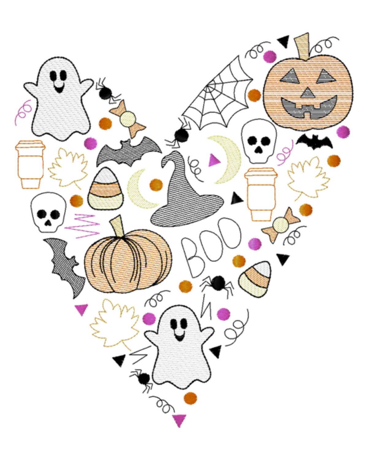 Halloween Spirit - Heart - Embroidered T-Shirt