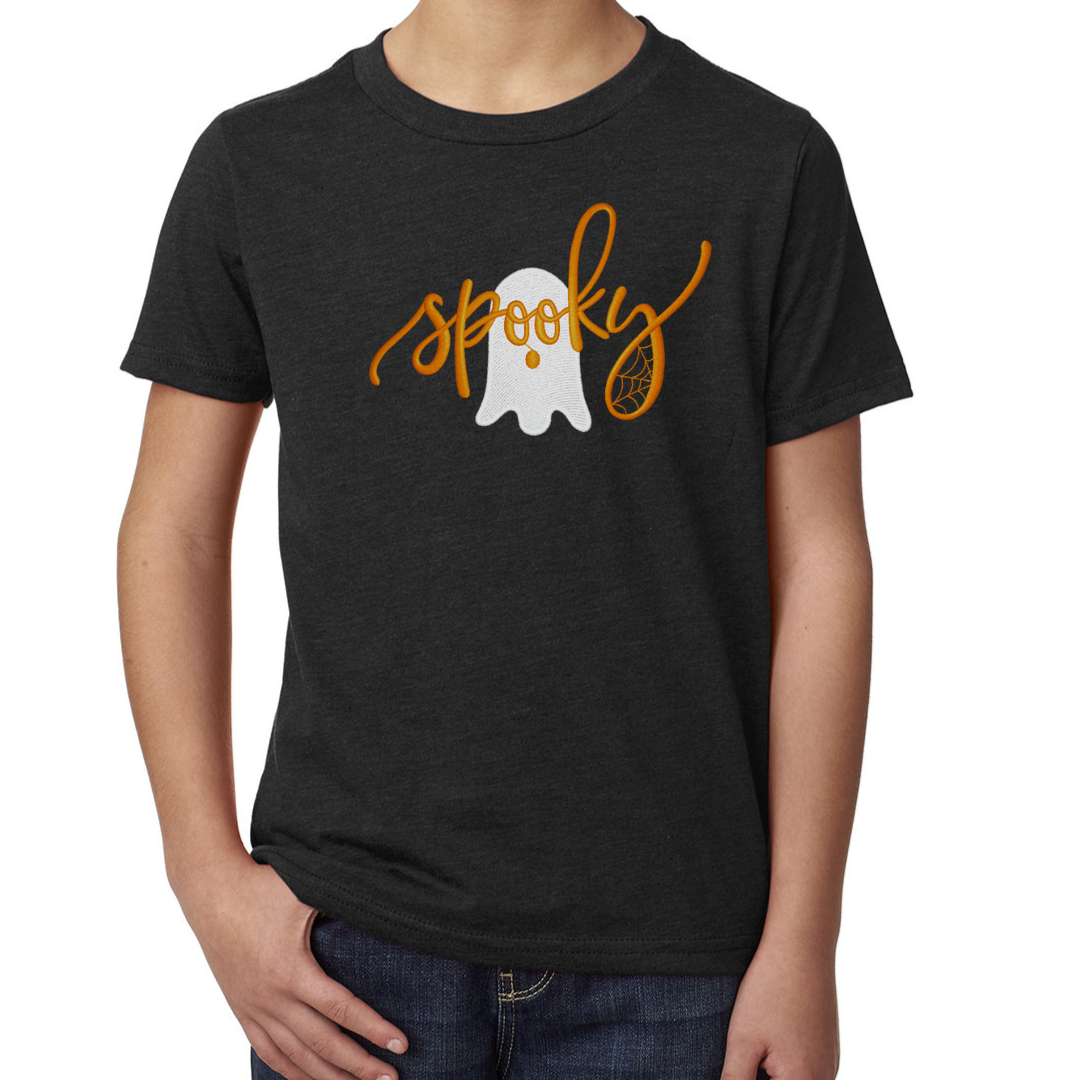 Spooky Ghost - Halloween - Embroidered T-Shirt